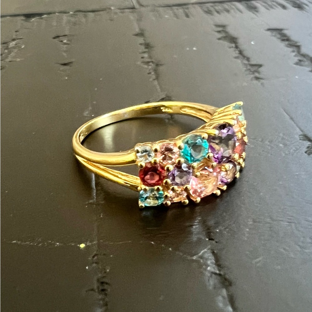 Multi Gemstone 925 Sterling Silver Ring - image 1
